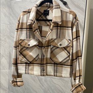Love Tree Women's Plaid Jacket - Brown and White